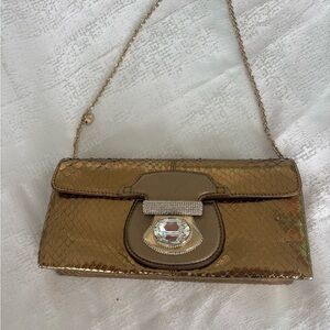 Lovely TODS Bronze snake evening bag
